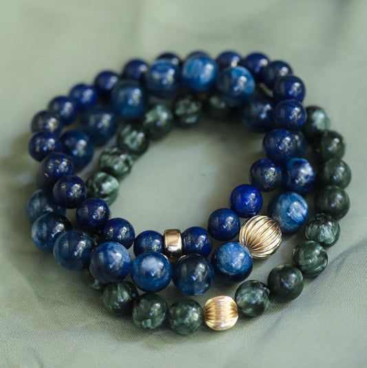 14K GOLD Lapis Lazuli 8mm, Genuine Lapis Lazuli Beaded Bracelet, [EBLM1107] 8mm Genuine Lapis Lazuli bracelet, gold lapis lazuli 8mm, lapis