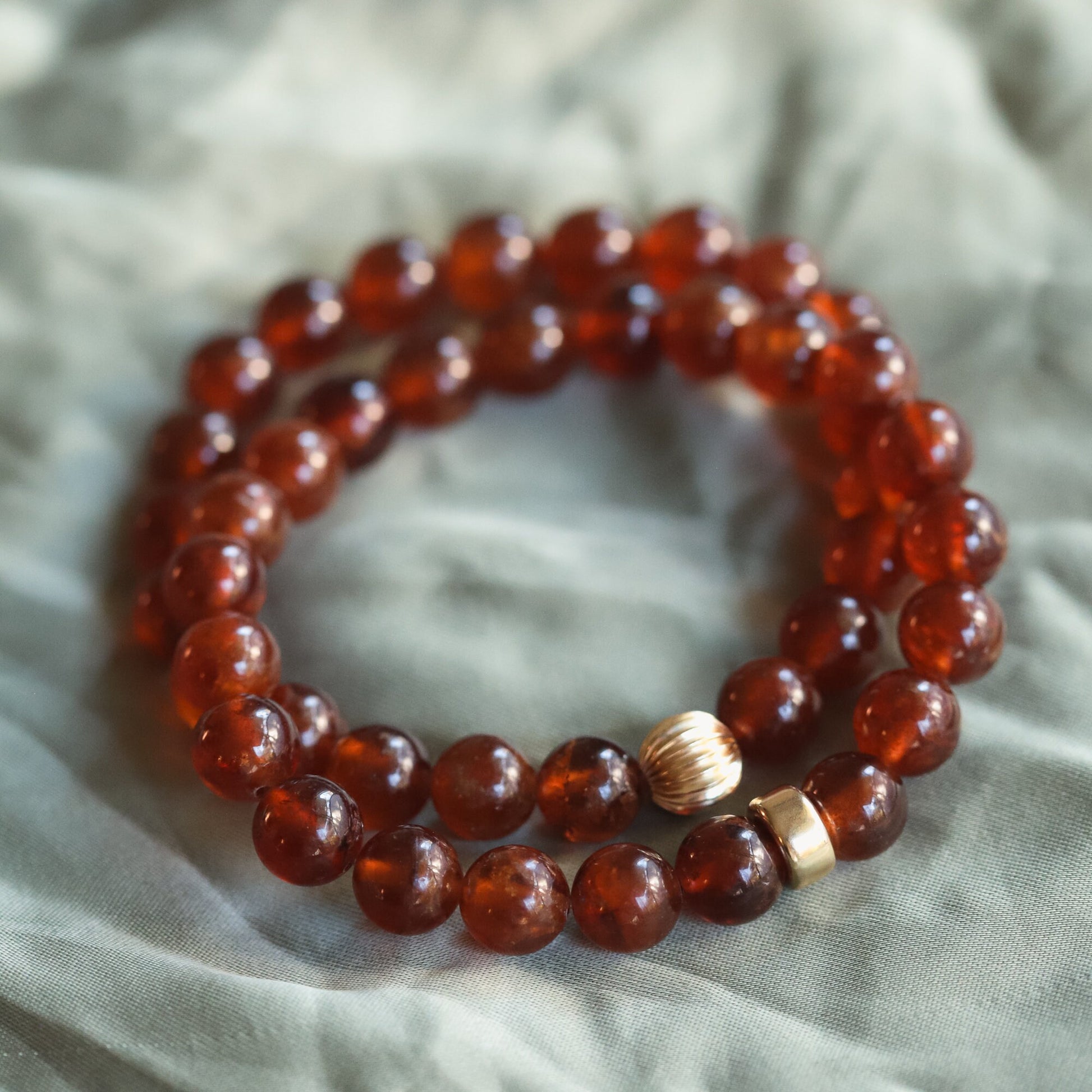 14K Gold Hessonite Garnet Bracelet - January Birthday Gift, Garnet Hessonite 8mm bracelet [EBHM1598], Natural AAA Garnet Jewelry, Hessonite