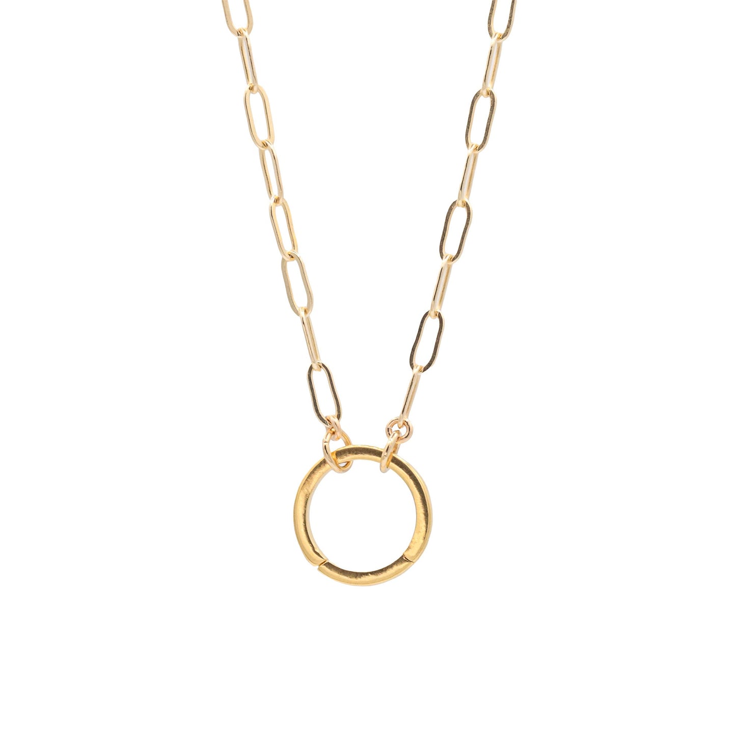 Sun pendant necklace, gold filled carabiner necklace, gold filled paperclip necklace, everyday gold necklace, paperclip chain jewelry #CN