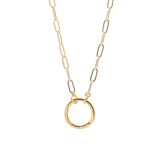 Sun pendant necklace, gold filled carabiner necklace, gold filled paperclip necklace, everyday gold necklace, paperclip chain jewelry #CN