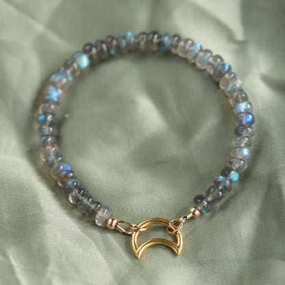 Labradorite Carabiner Bracelet | Women's Labradorite Bracelet | AAA+ Labradorite | Blue Flash Labradorite bracelet | labradorite beaded