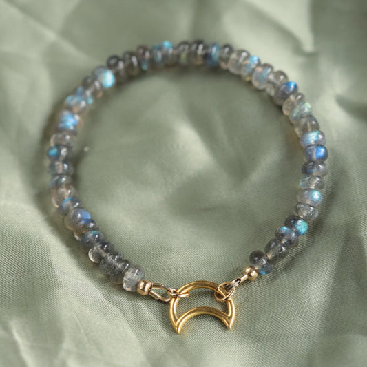 Labradorite Carabiner Bracelet | Women's Labradorite Bracelet | AAA+ Labradorite | Blue Flash Labradorite bracelet | labradorite beaded