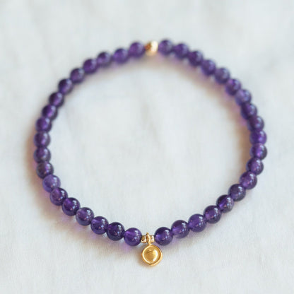 Amethyst bracelet | 4mm Amethyst bracelet | Purple amethyst beaded bracelet | gift for her | healing bracelet | February