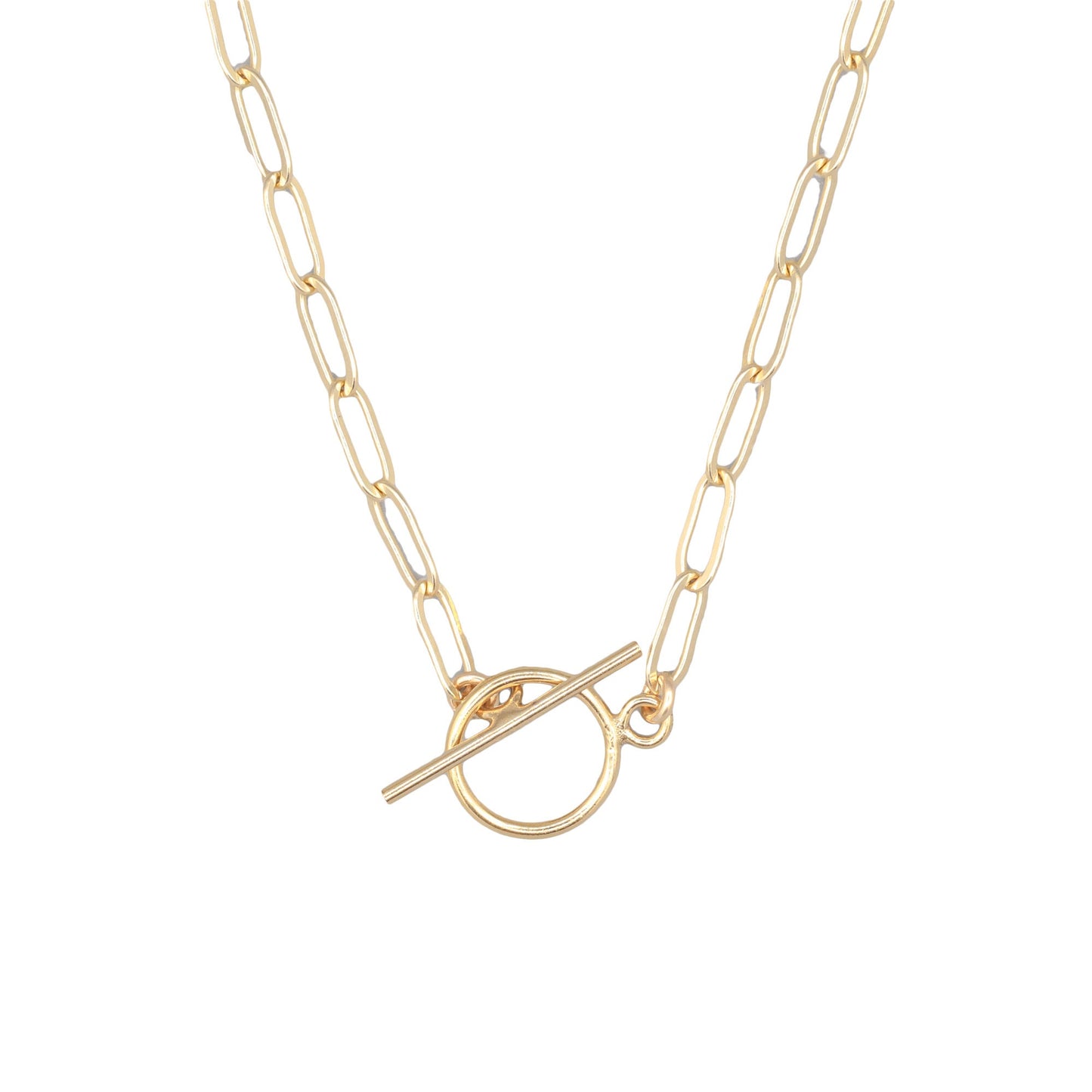 Toggle clasp 14K gold filled paperclip necklace, 14K gold filled everyday necklace, Paperclip layering necklace, backwards necklace gold