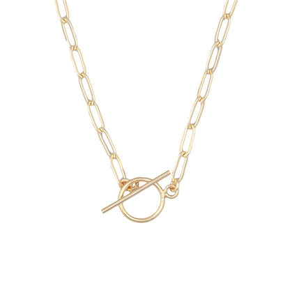 Toggle clasp 14K gold filled paperclip necklace, 14K gold filled everyday necklace, Paperclip layering necklace, backwards necklace gold