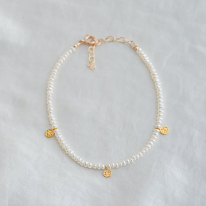 Fresh Water Pearl Anklet | Beaded anklet bracelet gold filled | women's beaded ankle bracelet | peal jewelry | pearl anklet W