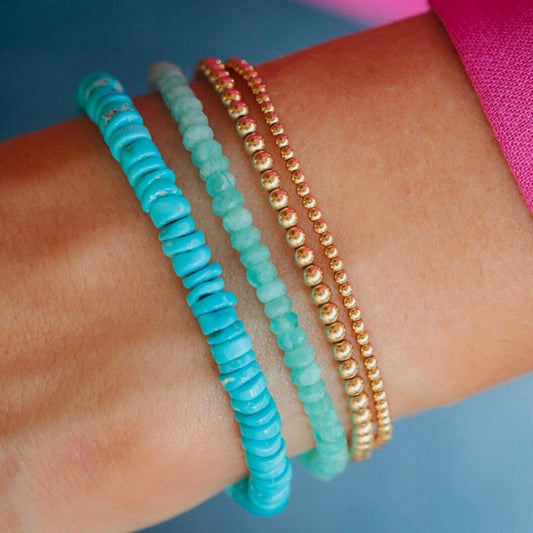 Arizona Sleeping Beauty Turquoise | Genuine Turquoise Bracelet | Sleeping beauty rondel bracelet | Genuine Turquoise sleeping beauty