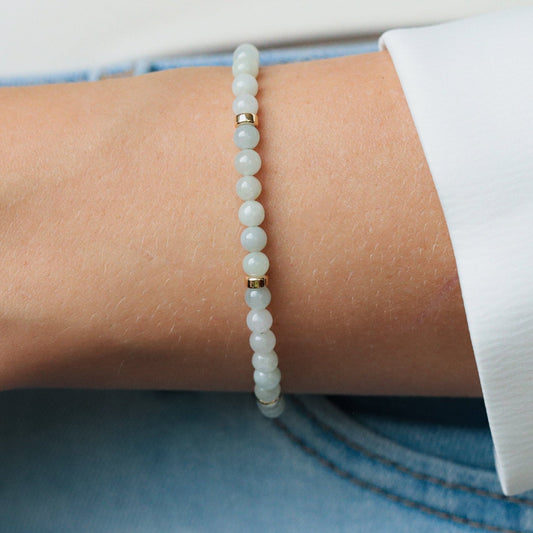 14K GOLD Jadeite Bracelet | Natural Jade 4mm | 14K gold filled jade bracelet | green jade bracelet | jadeite bracelet 4mm clasp | jade gold