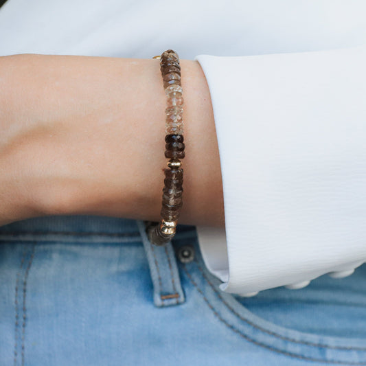 Faceted Smoky Quartz Bracelet | Ombre Smoky Quartz Bracelet | Carabiner gemstone bracelet | smoky quartz | AAAA+ smoky quartz bracelet