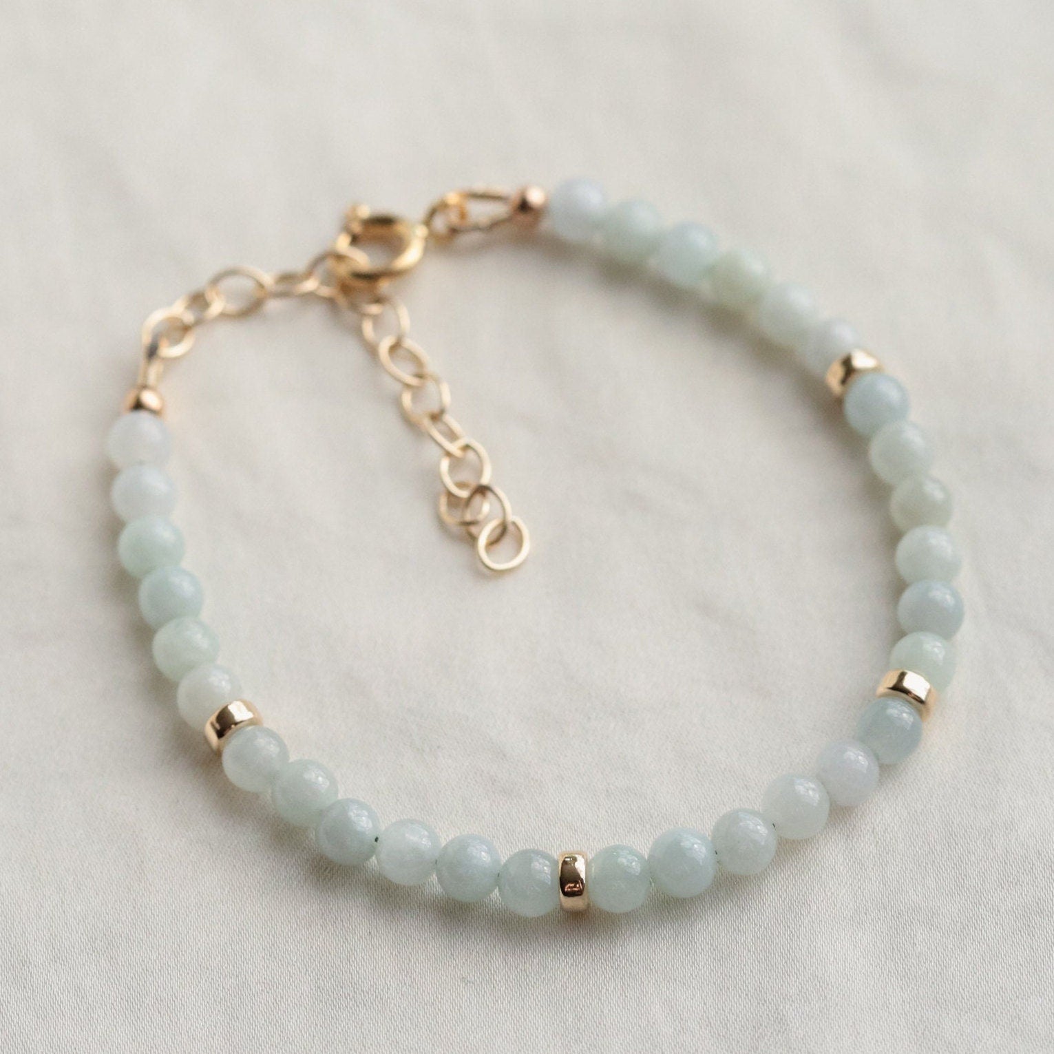 14K GOLD Jadeite Bracelet | Natural Jade 4mm | 14K gold filled jade bracelet | green jade bracelet | jadeite bracelet 4mm clasp | jade gold