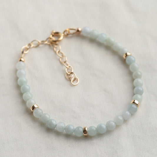 14K GOLD Jadeite Bracelet | Natural Jade 4mm | 14K gold filled jade bracelet | green jade bracelet | jadeite bracelet 4mm clasp | jade gold