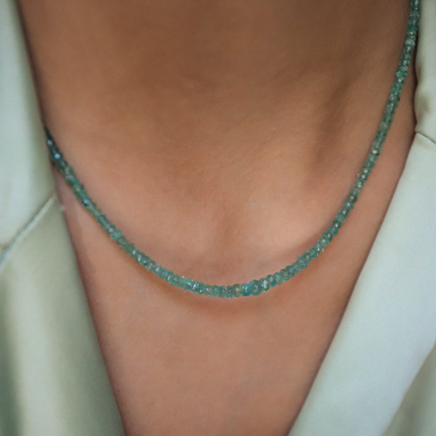 14K GOLD Zambian Emerald Necklace, Zambian emerald necklace | May birthstone | dainty emerald necklace | Zambian beaded