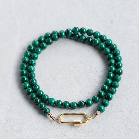 Beaded Malachite 6mm | AAA Malachite Choker | Malachite gold filled jewelry | Healing malachite jewelry | Gemstone statement necklace