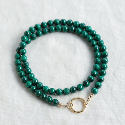 Beaded Malachite 6mm | AAA Malachite Choker | Malachite gold filled jewelry | Healing malachite jewelry | Gemstone statement necklace