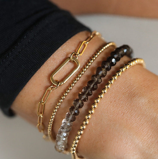 Smoky Quartz Bracelet | Dainty smoky quartz bracelet | Grounding Root Chakra [EBSP1045] | Dainty smoky quartz bracelet | smoky quartz