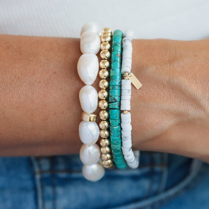 Howlite heishi bracelet | beauty howlite bracelet | genuine howlite gold filled | women's howlite bracelet | natural holwite jewelry k11