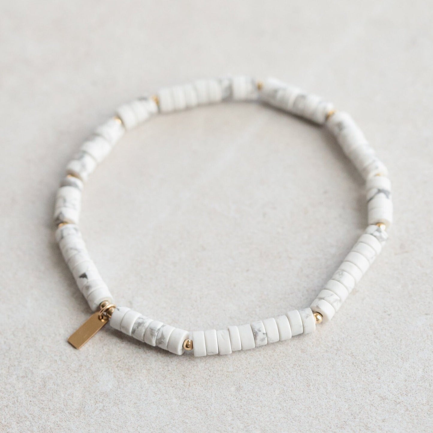 Howlite heishi bracelet | beauty howlite bracelet | genuine howlite gold filled | women's howlite bracelet | natural holwite jewelry k11