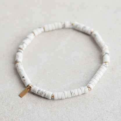 Howlite heishi bracelet | beauty howlite bracelet | genuine howlite gold filled | women's howlite bracelet | natural holwite jewelry k11