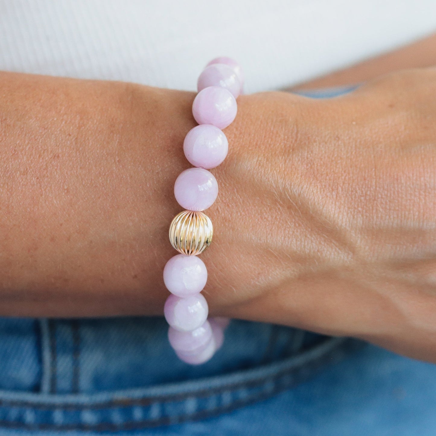 Rare AAAA+ kunzite bracelet 10mm | natural genuine kunzite | gemstone bracelet | High grade lilac kunzite jewelry #0240