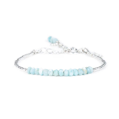 Larimar Bracelet | Dainty Larimar Beaded Bracelet [EBLP1344] | Gift for her | Dominican Larimar Jewelry | Beaded Larimar Bracelet | Larimar