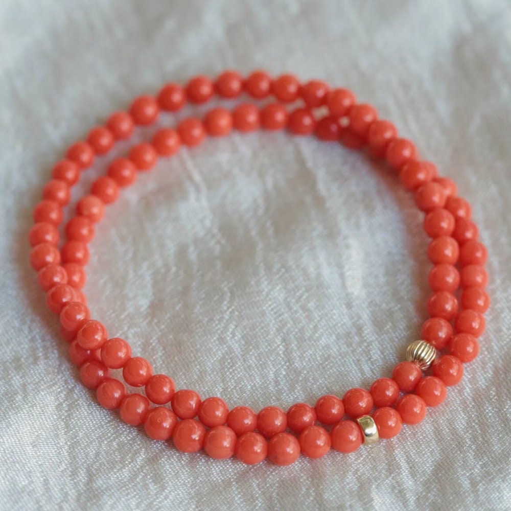 Authentic Italian Coral 4mm | Mediterranean Sea Red Coral 4mm | Genuine red coral 4mm | Beaded red coral bracelet | Natural Coral