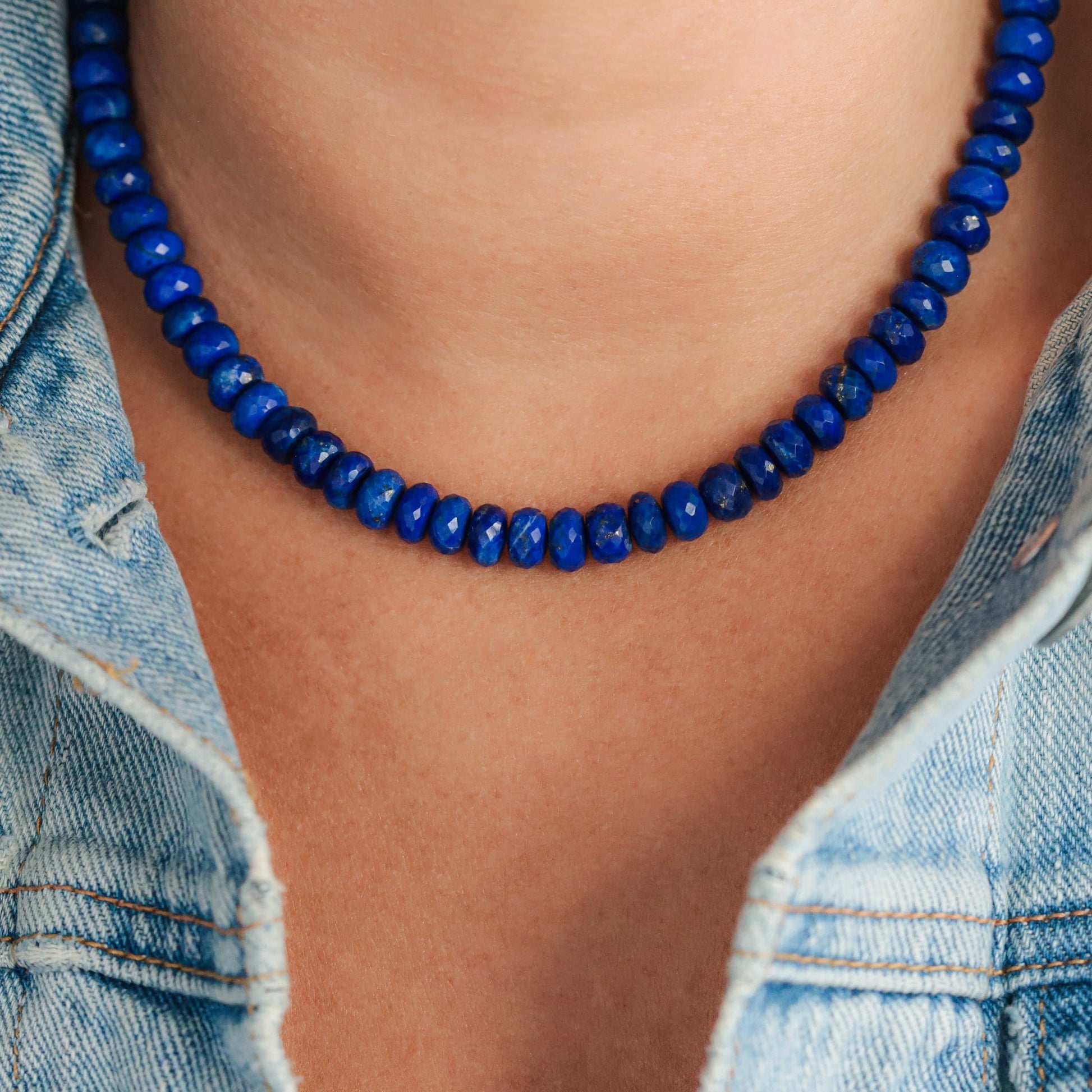 Lapis lazuli faceted rondel necklace | lapis lazuli beaded | gold lapis lazuli | beaded lapis necklace, Beaded lapis necklace | Lapis W