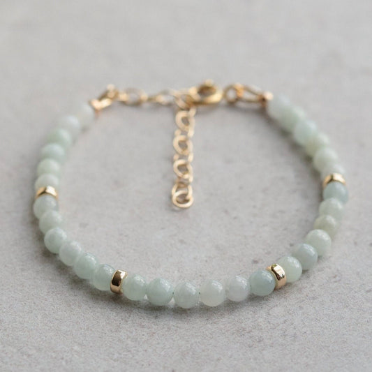 14K GOLD Jadeite Bracelet | Natural Jade 4mm | 14K gold filled jade bracelet | green jade bracelet | jadeite bracelet 4mm clasp | jade gold