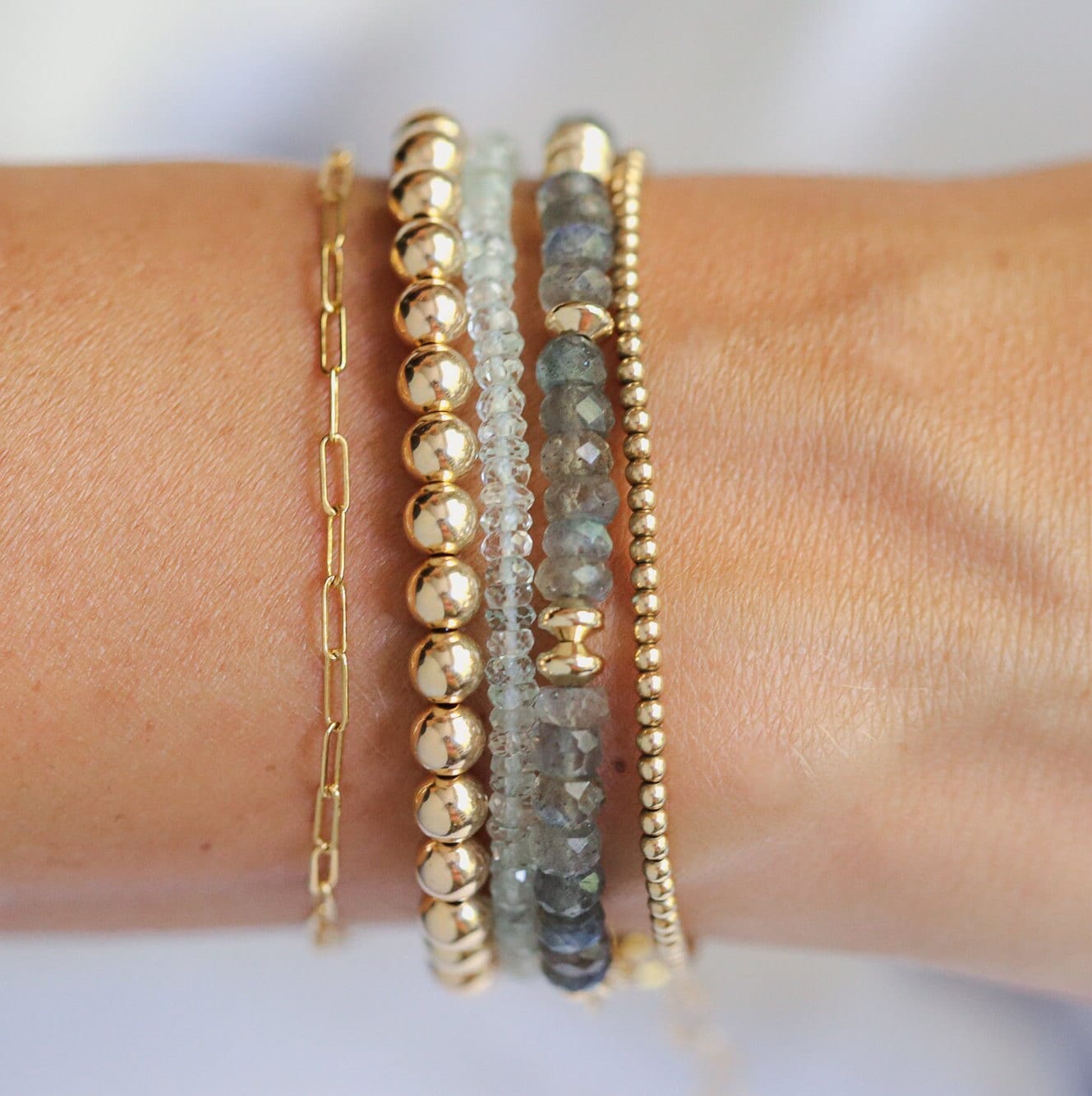 Labradorite Bracelet 4.5mm Faceted Rondelle, Adjustable 6-8", Genuine Labradorite Jewelry, Gold Filled Clasp, Handmade in Canada