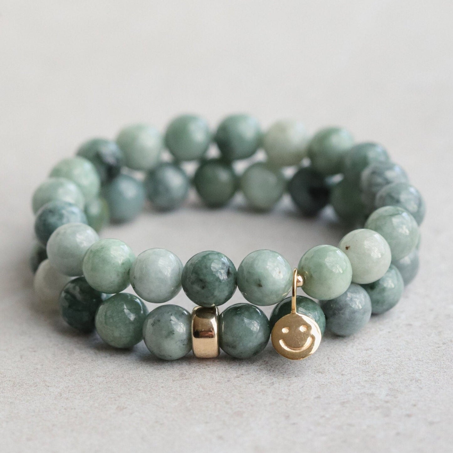 14K GOLD Burmese Jade 8mm | Women's Jade Bracelet [EBZM1912] | 8mm Burmese Jade | Beaded Bracelet 8mm | Women's genuine stone bracelet