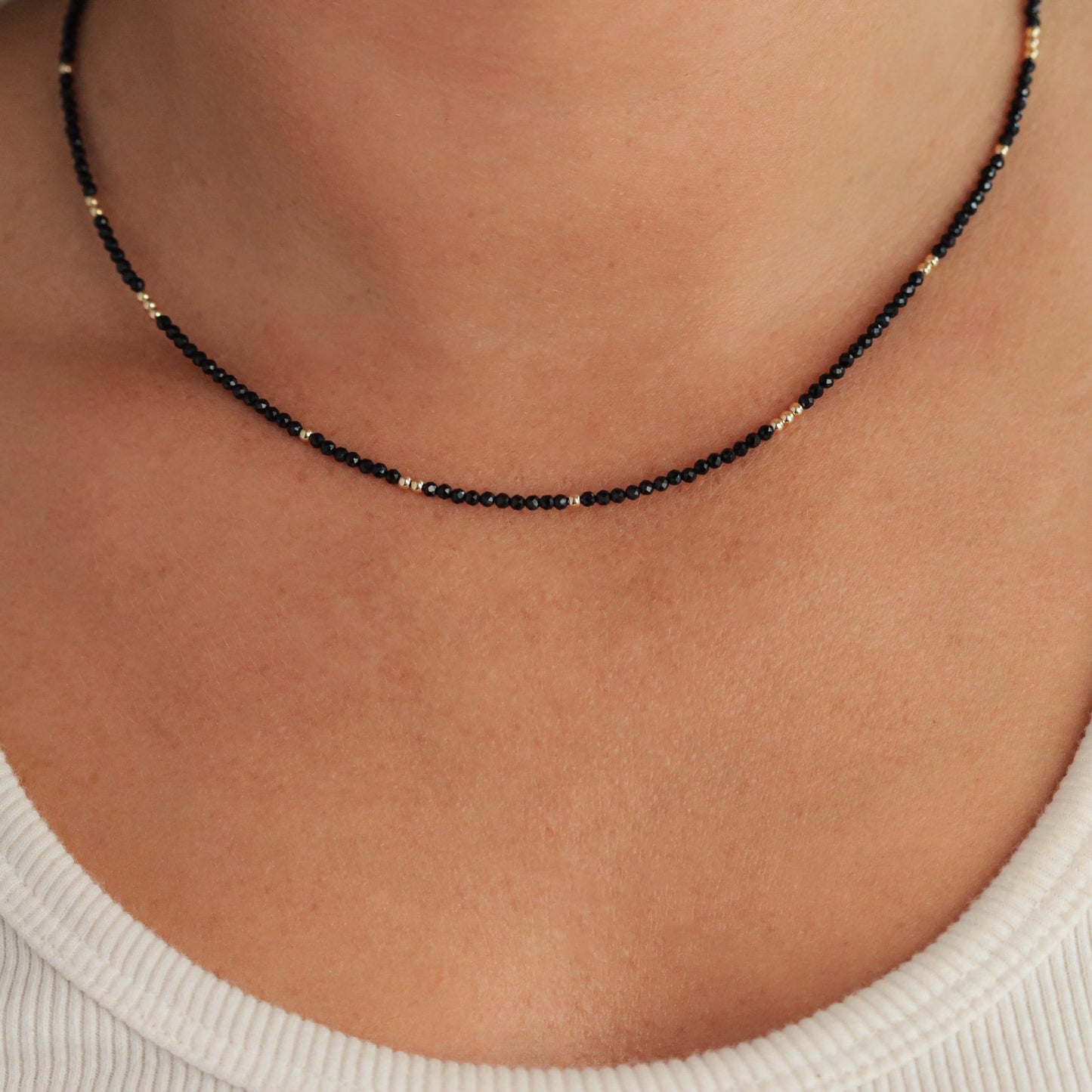 Black Spinel Gold Necklace