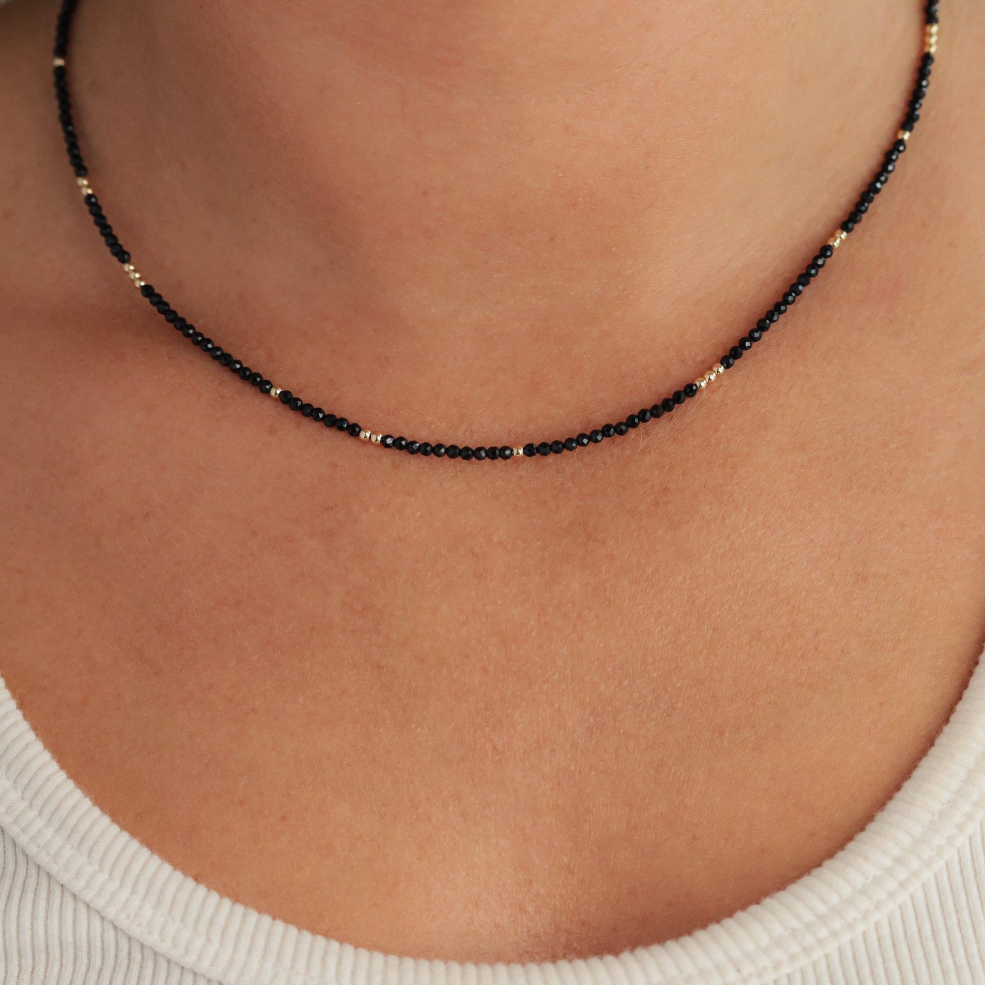 Black Spinel Gold Necklace