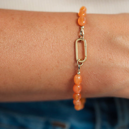 AAAA+ carnelian bracelet | Genuine Carnelian | carnelian beaded gemstone bracelet | orange natural stone | vitality, confidence