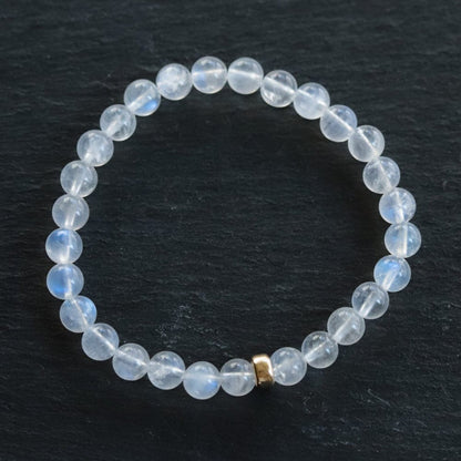 14K GOLD Rainbow Moonstone bracelet 6mm | [EBMM1020] Genuine Natural Moonstone, translucent Moonstone | Top quality rainbow moonstone 6mm