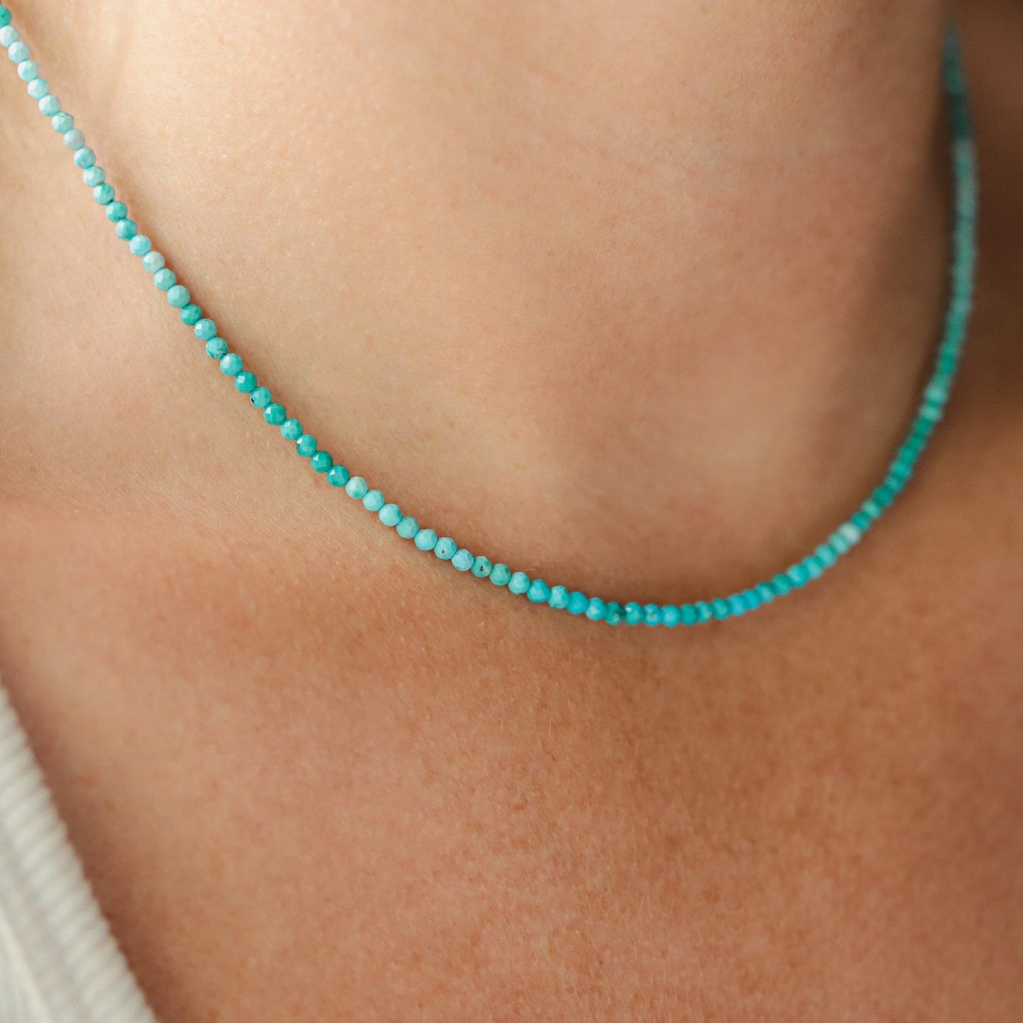 Unique Ombre Turquoise Necklace | Authentic Beaded Turquoise Jewelry | Arizona Turquoise | Beaded Turquoise, December Birthstone