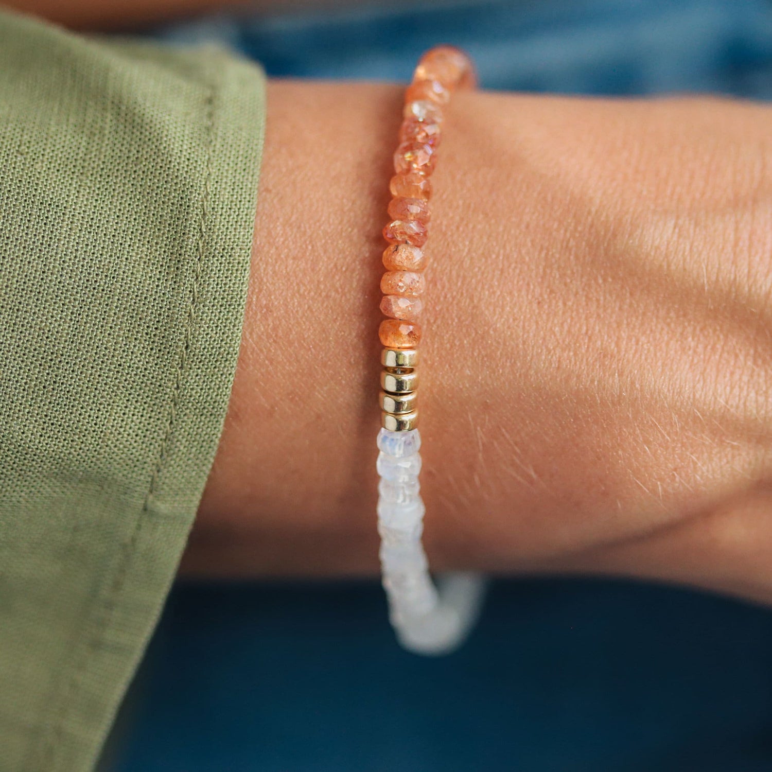 Moonstone + Sunstone Bracelet