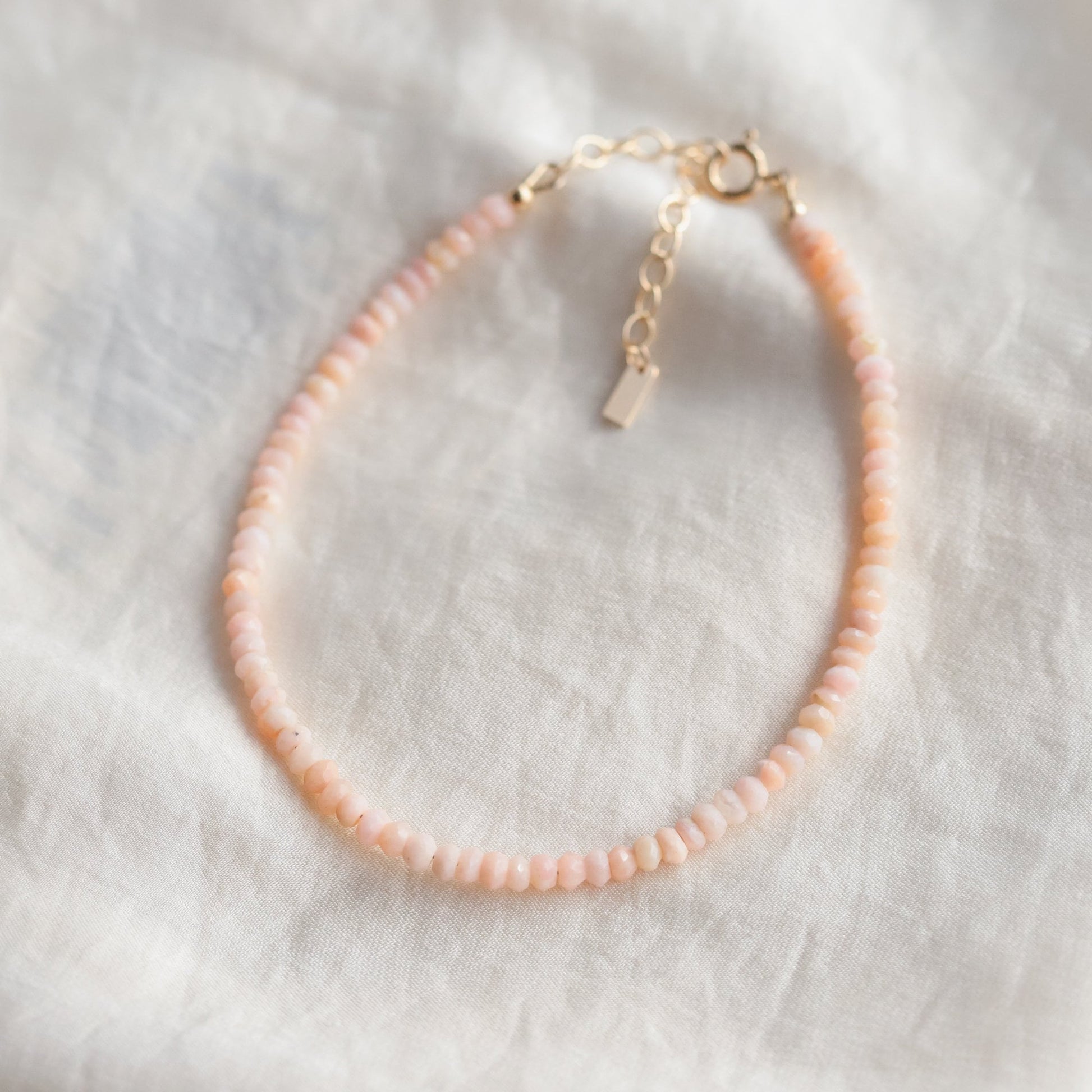 Pink opal pearl anklet | Beaded Pink Opal ankle bracelet | women's gemstone anklet | delicate opal anklet | pearl anklet | freshwater #0350