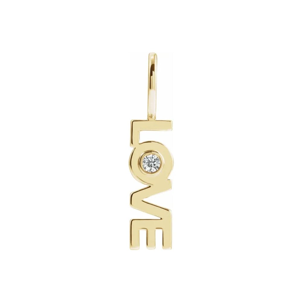 Gold vermeil love pendant with genuine white topaz - HIGH QUALITY [3 microns]