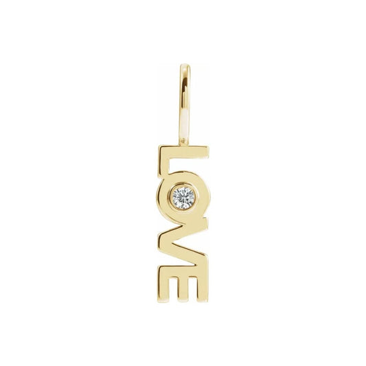 Gold vermeil love pendant with genuine white topaz - HIGH QUALITY [3 microns]