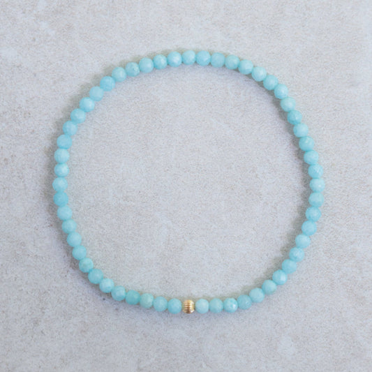 Larimar Bracelet 3mm | Dainty Larimar Beaded Bracelet | Gift for her | Dominican Larimar Jewelry | Beaded Larimar Bracelet | Larimar #0281