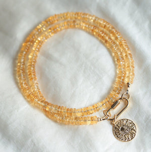 Citrine Studded Carabiner Necklace