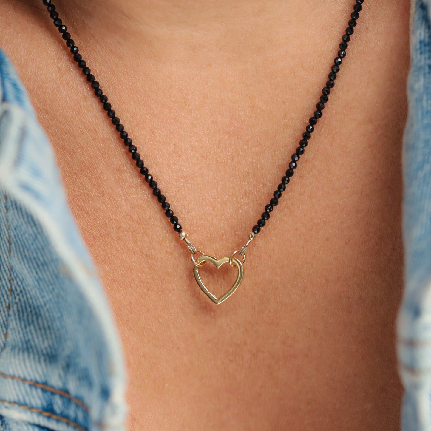 Black Spinel Necklace | Beaded black spinel choker | Dainty black beaded gemstone necklace | Crescent moon necklace | beaded gemstone 0119