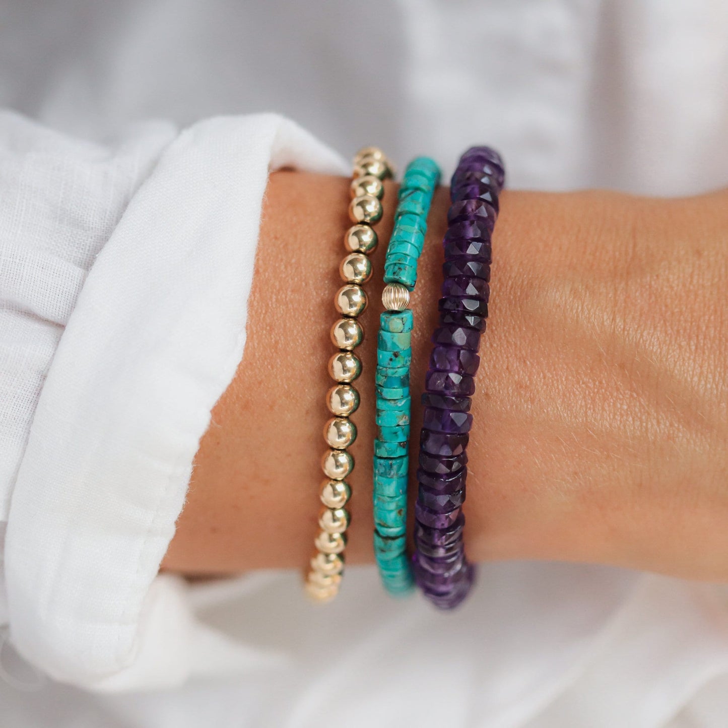 Amethyst heishi bracelet | 6mm Amethyst bracelet | Purple amethyst beaded bracelet | amethyst beaded bracelet | faceted stretch amethyst