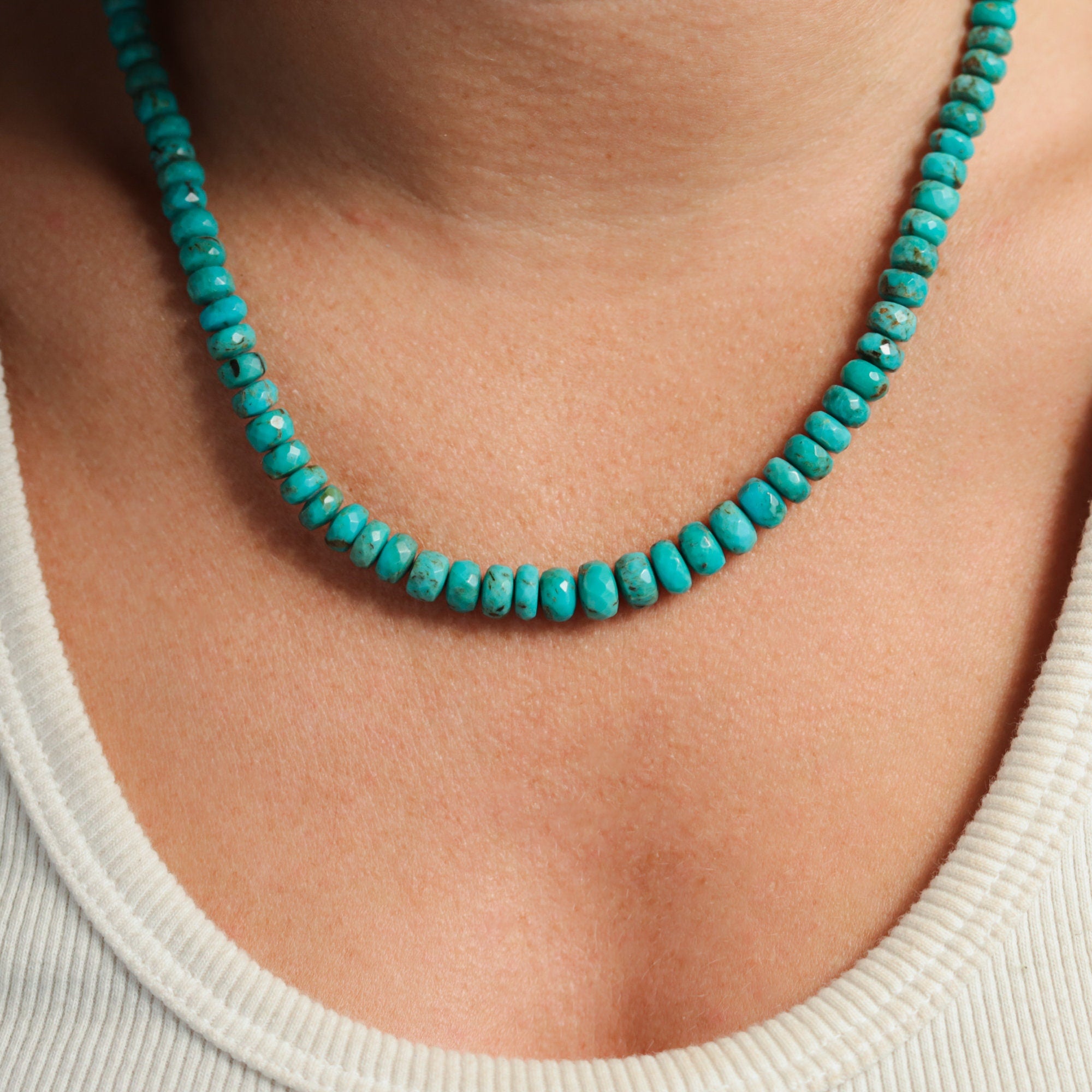 Genuine Turquoise Necklace | Authentic Beaded Turquoise Jewelry | Arizona Turquoise | Beaded Turquoise, December Birthstone
