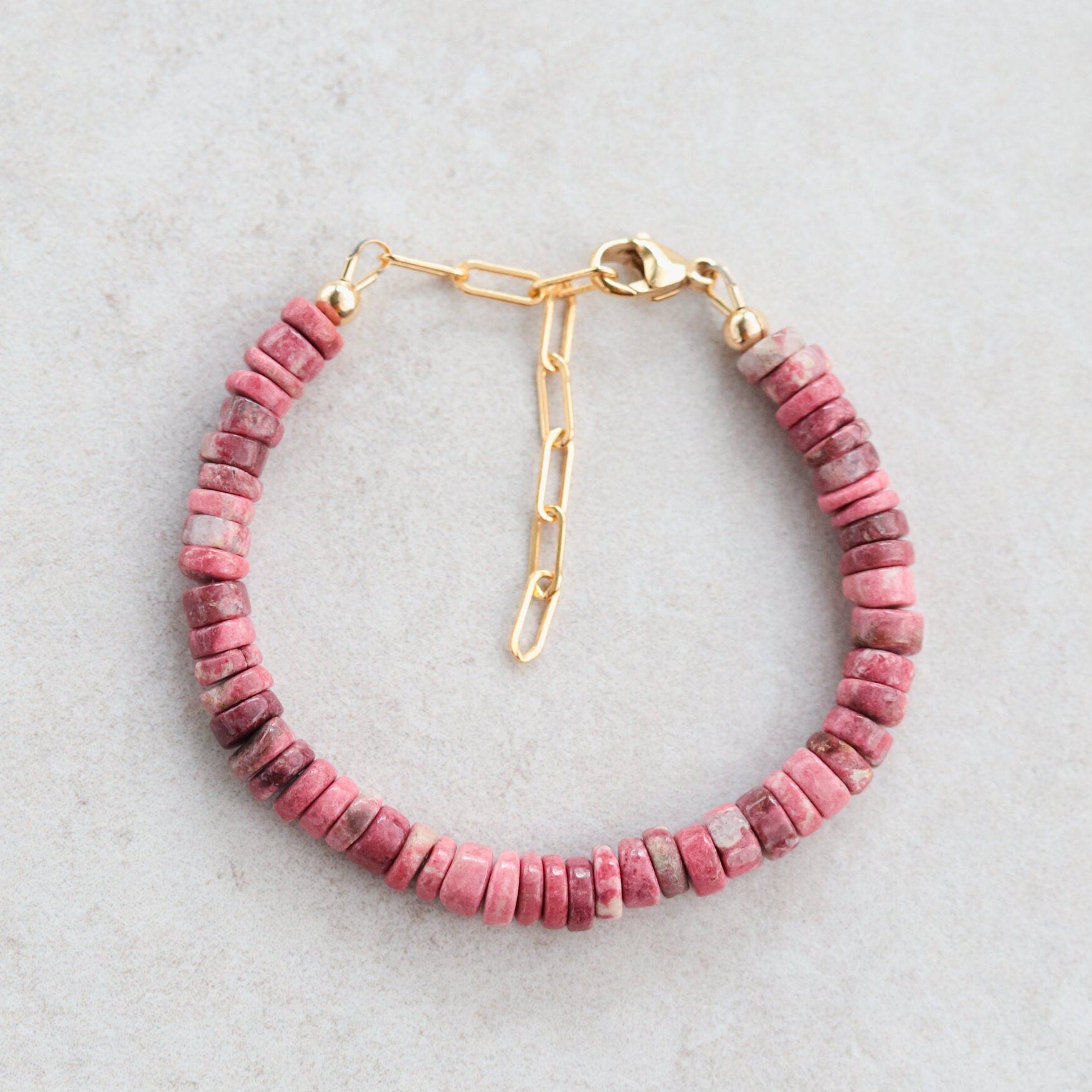 Rare Thulite | unique natural thulite, vibrant thulite bracelet | Pink THULITE Bracelet | Thulite for love, gratitude, healing W