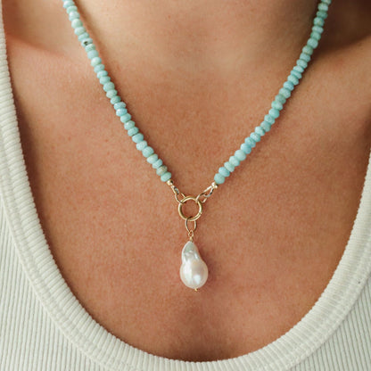 Larimar beaded necklace