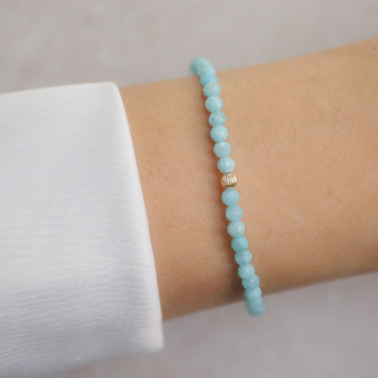Larimar Bracelet 3mm | Dainty Larimar Beaded Bracelet | Gift for her | Dominican Larimar Jewelry | Beaded Larimar Bracelet | Larimar #0281