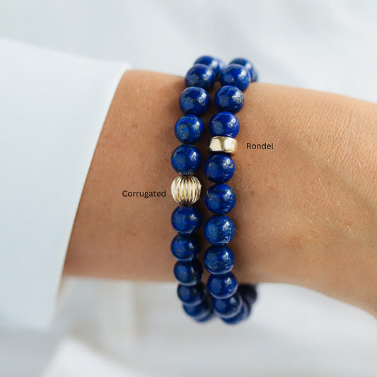 14K GOLD Lapis Lazuli 8mm, Genuine Lapis Lazuli Beaded Bracelet, [EBLM1107] 8mm Genuine Lapis Lazuli bracelet, gold lapis lazuli 8mm, lapis