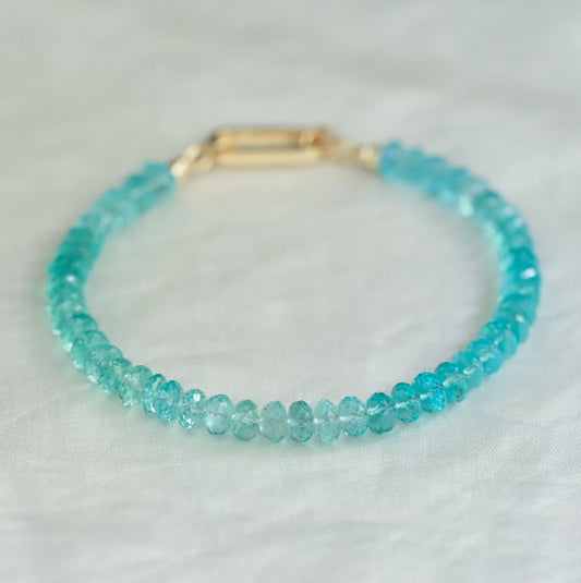 AAAA+ Apatite Bracelet, beaded apatite bracelet | Stunning faceted blue apatite bracelet, high quality apatite jewelry, women's apatite