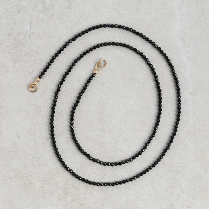 14K SOLID GOLD Black Tourmaline Necklace | black Tourmaline choker | Dainty black beaded gemstone necklace | tourmaline necklace 14k gold