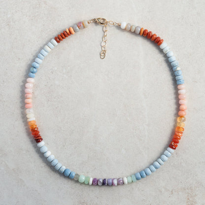 100% genuine multi opal necklace | Multi Opal genuine necklace | colorful opal necklace | genuine opal beaded jewelry | rainbow necklace